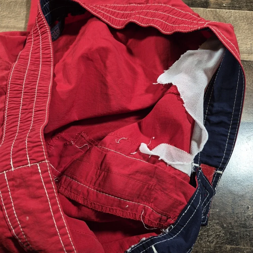 Polo Ralph Lauren Board Swim Trunks Men's Medium Red Blue Pony 90's Y2K 2000's